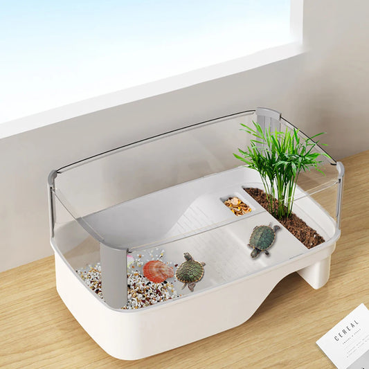 Indoor Turtle Tank House With Areas To Breed, Feed & Swim