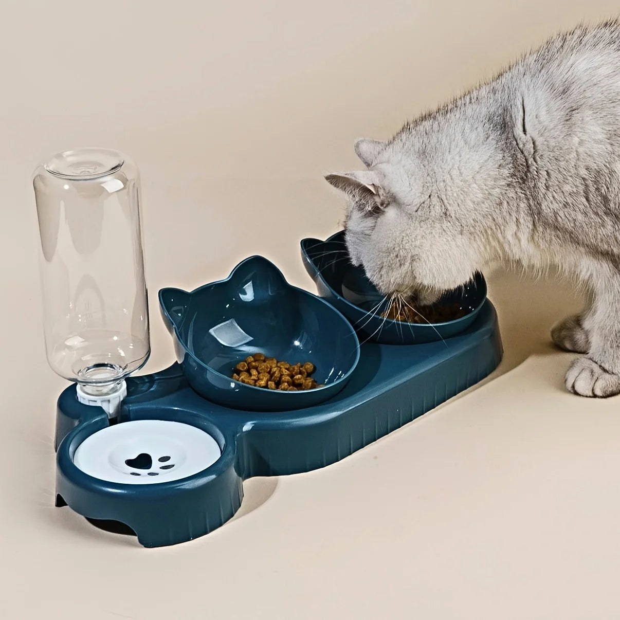 Cozy Cat Bowl Set with Water Feeder