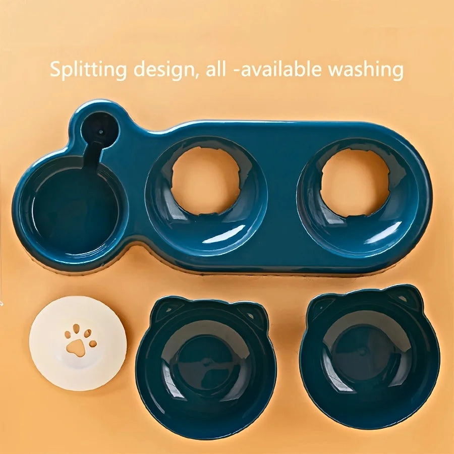 Cozy Cat Bowl Set with Water Feeder