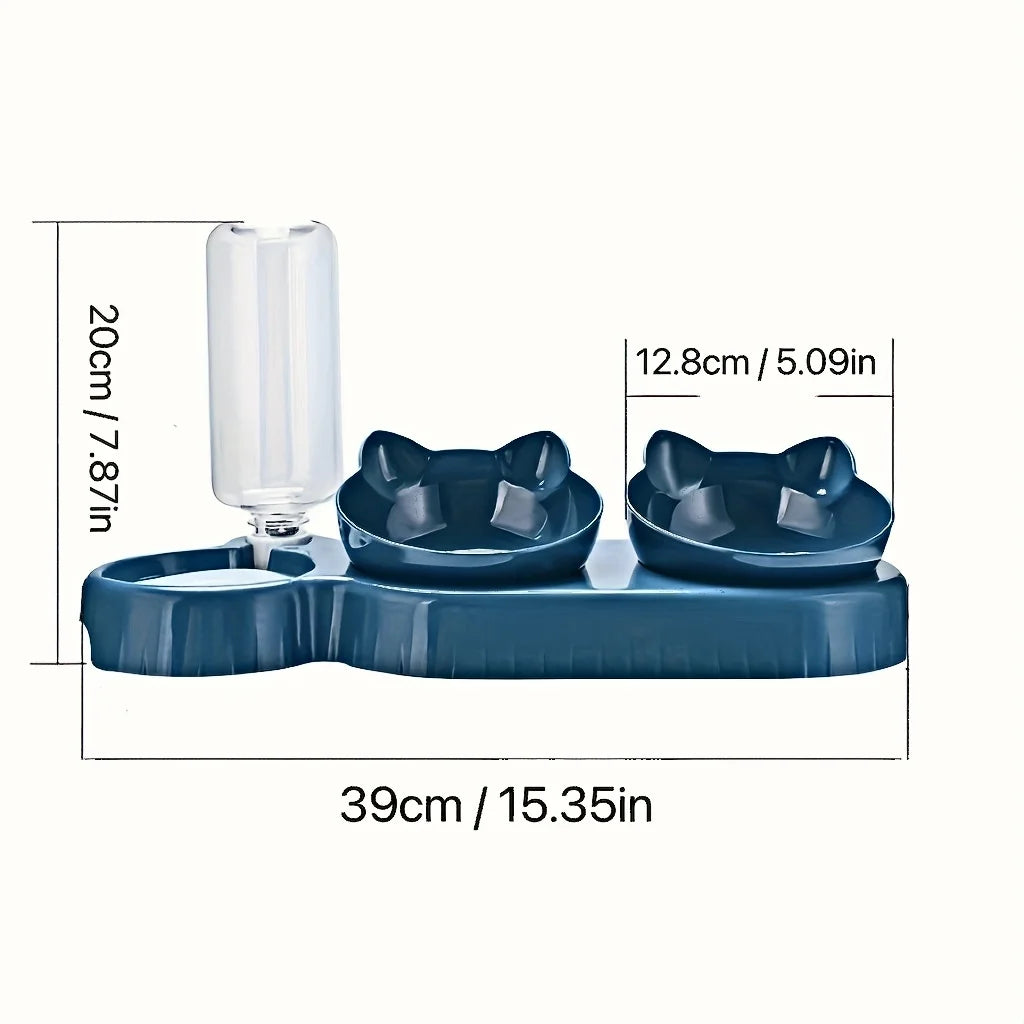 Cozy Cat Bowl Set with Water Feeder