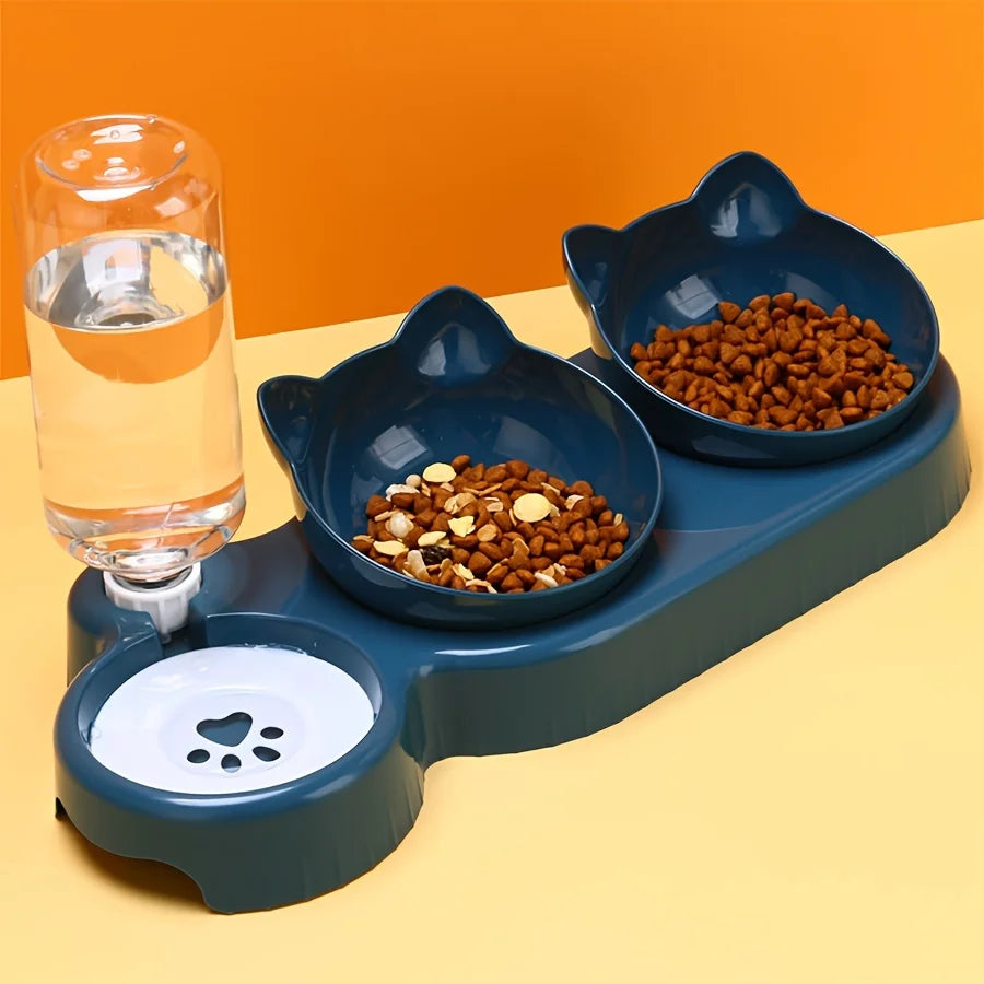 Cozy Cat Bowl Set with Water Feeder
