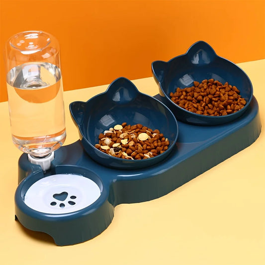 Cozy Cat Bowl Set with Water Feeder